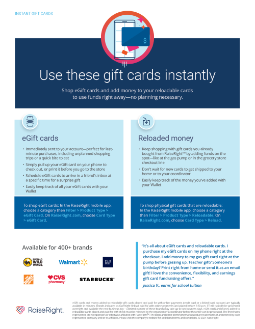 RaiseRight eGift Card and Reload Flyer