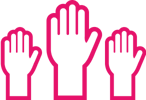 Three raised hands icon