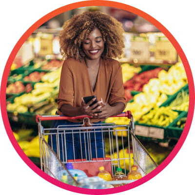 Woman shopping at grocery store