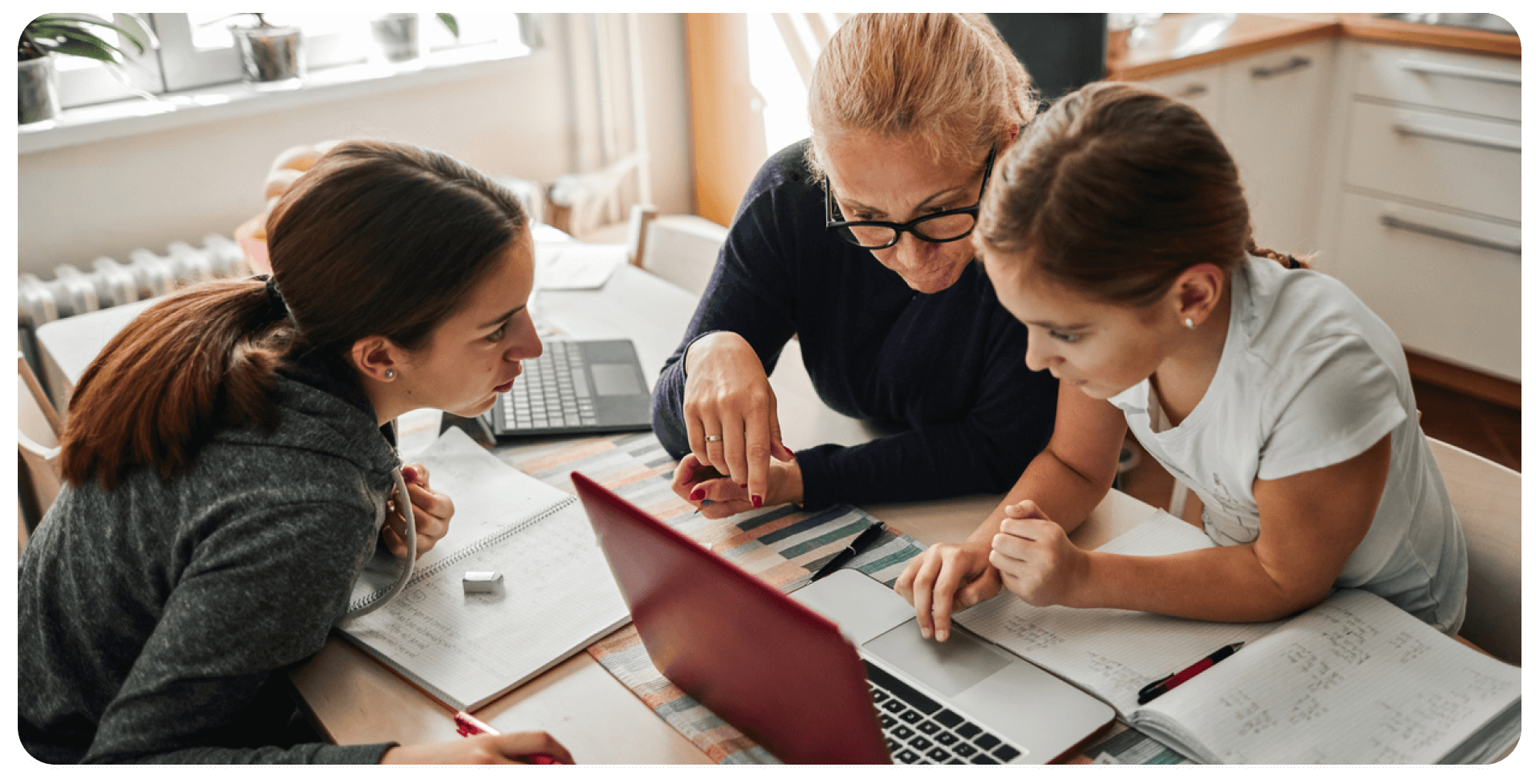 students doing homework at home