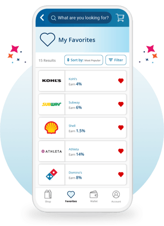 RaiseRight mobile app My Favorites feature