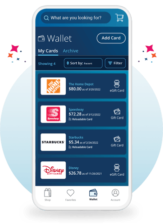 RaiseRight mobile app Wallet page