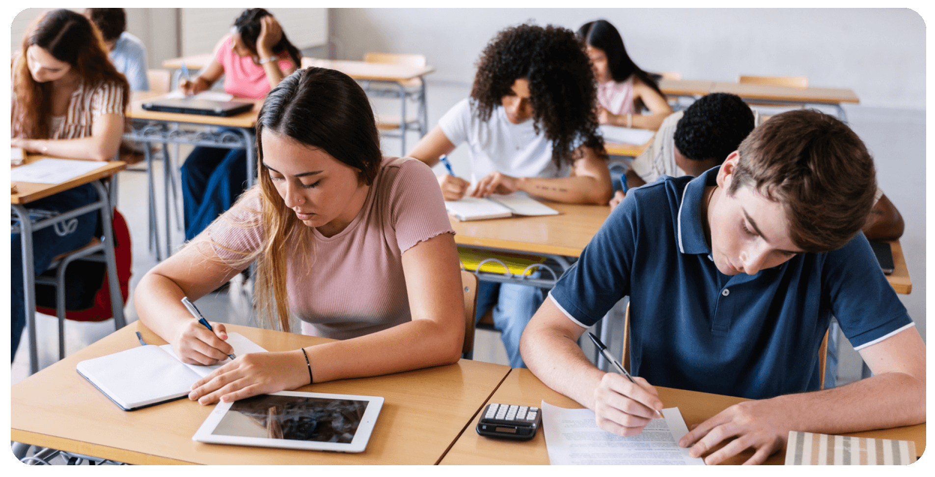 school students working in a classroom