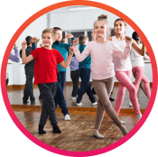 Youth dance team learning a routine during practice