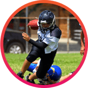 Youth football players in action on the field