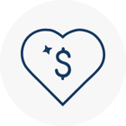 Heart with money icon