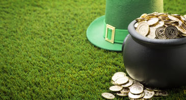 pot of gold and leprechaun hat on st. patrick's day