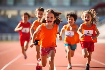 school kids running at a fun run fundraiser