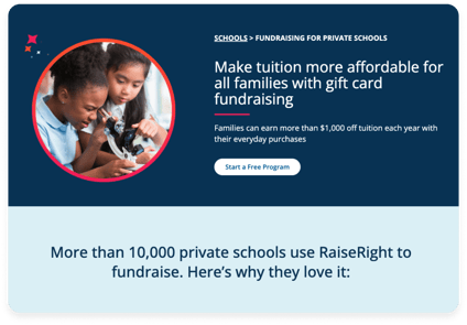 Fundraising and tuition reduction for private schools with RaiseRight