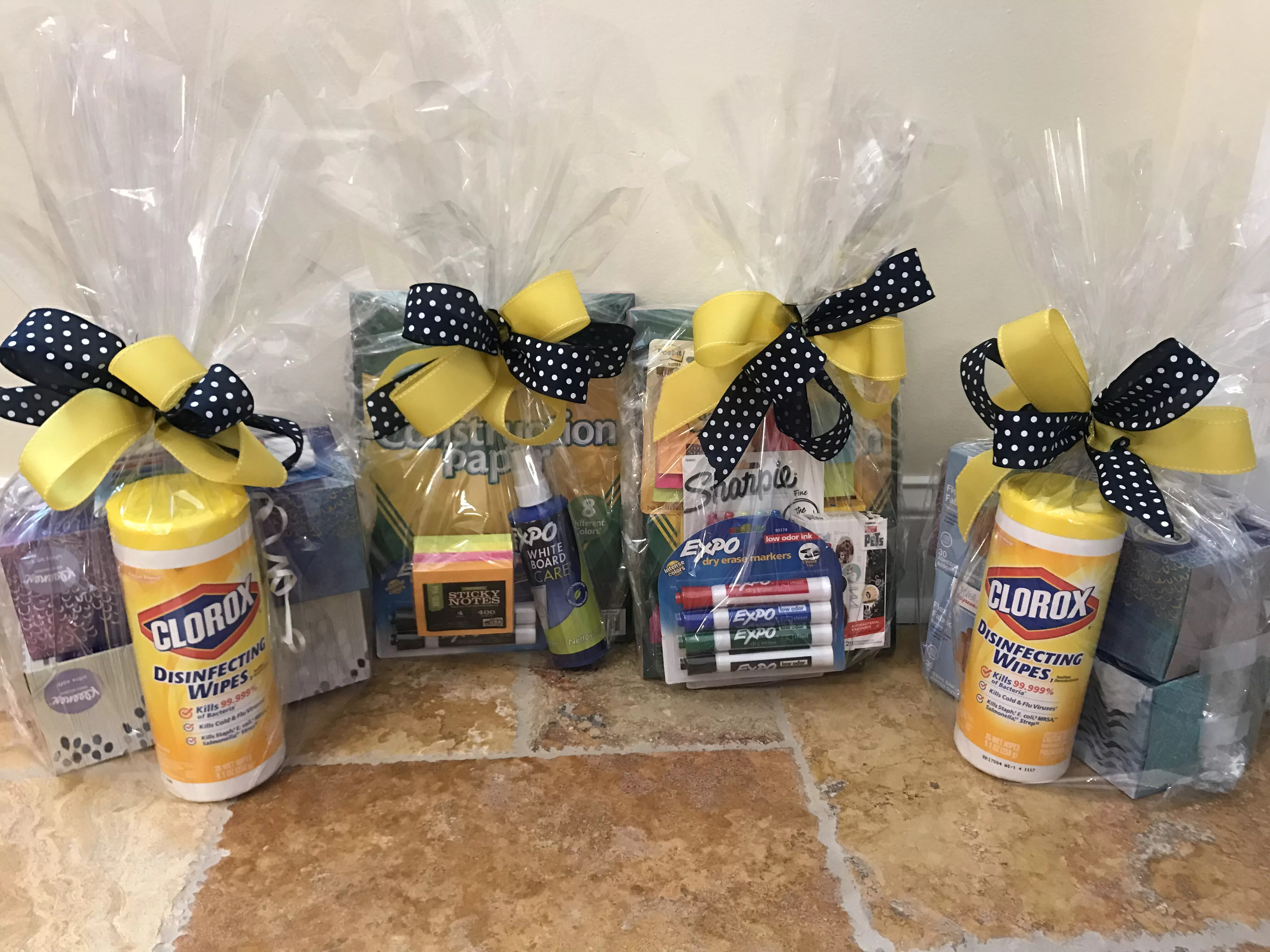 teacher appreciation week gift baskets with classroom supplies