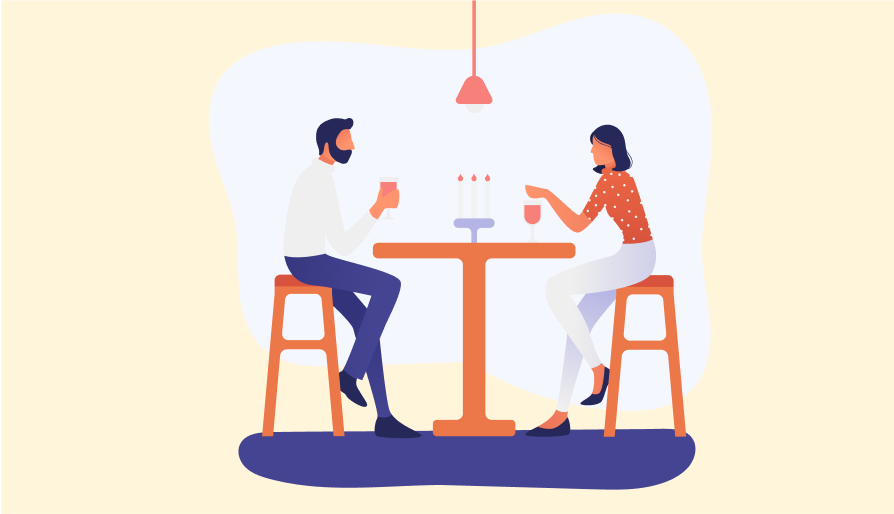 illustration of a couple dining at a restaurant